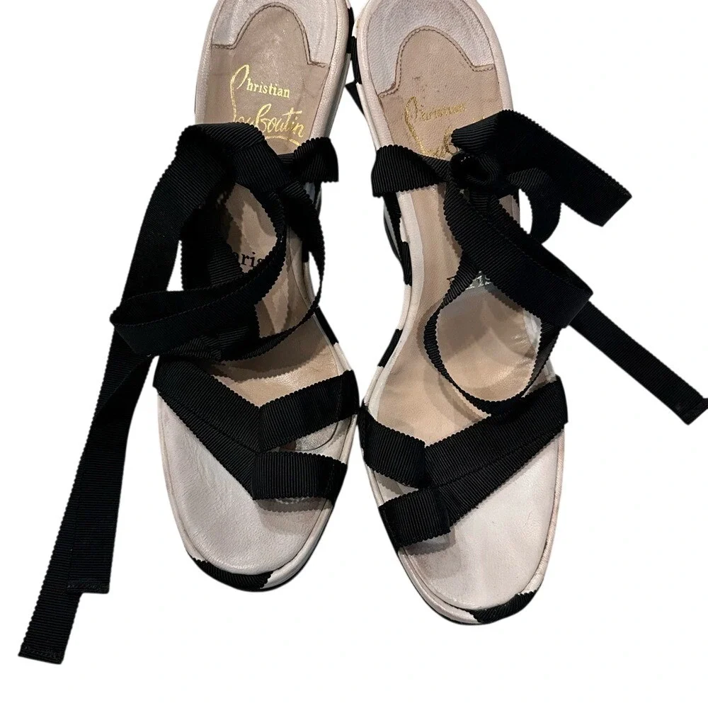 Christian Louboutin Black Ribbon Sandals 38.5eu 8.5